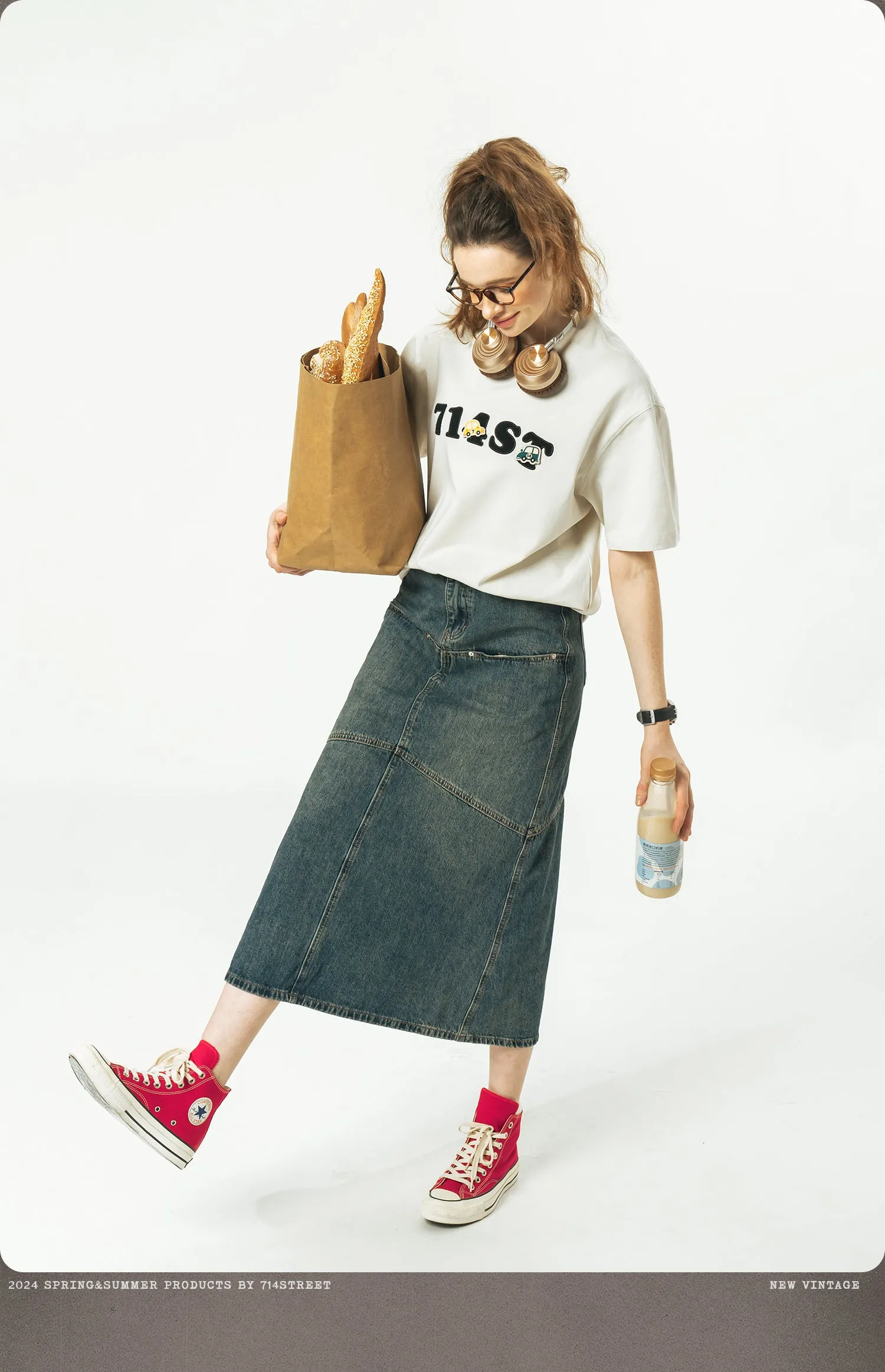 714STREET ロゴエンブロイダリーTシャツ 714ST082
