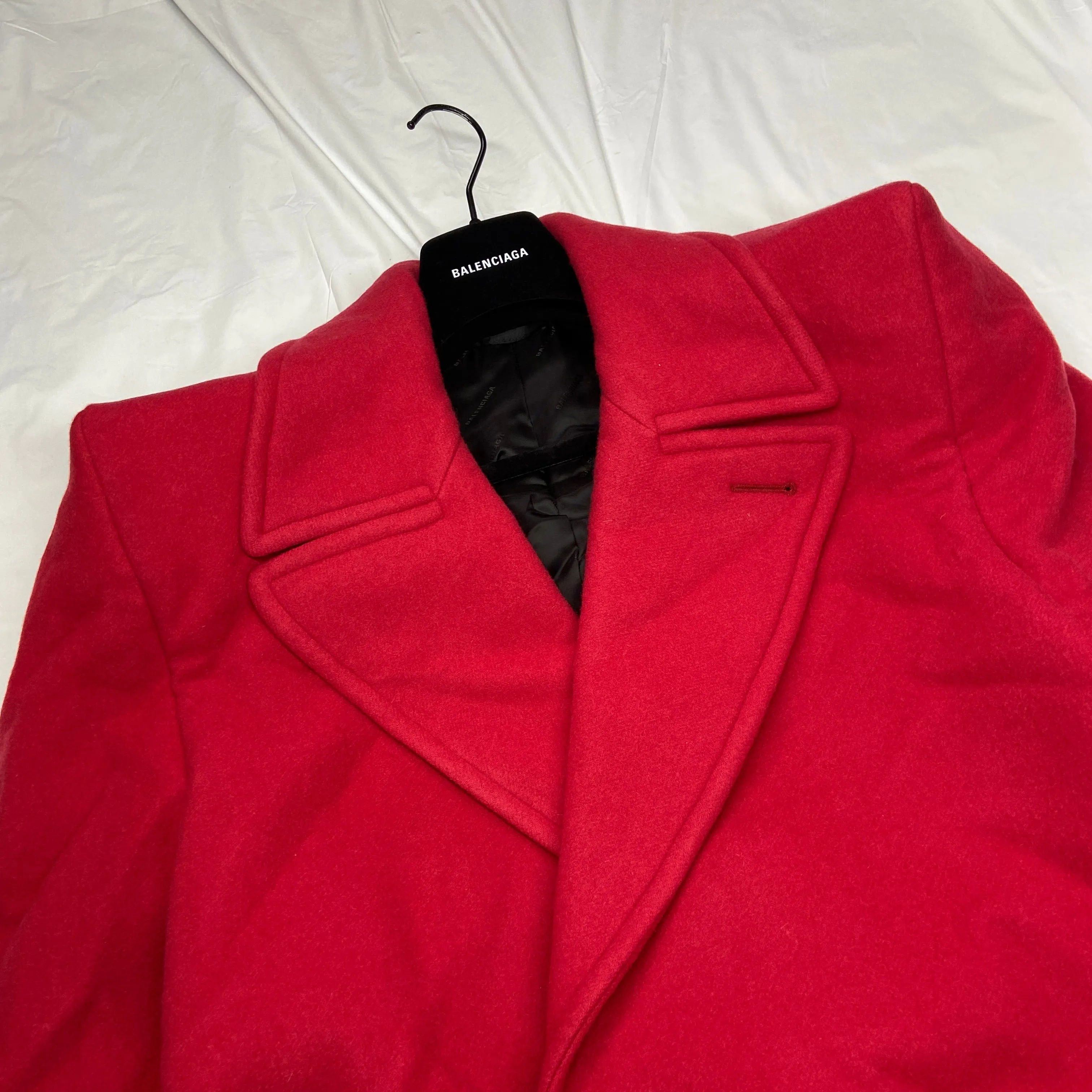 Balenciaga Ss19 runway 80s boxy shoulder red camel wool coat jacket 44