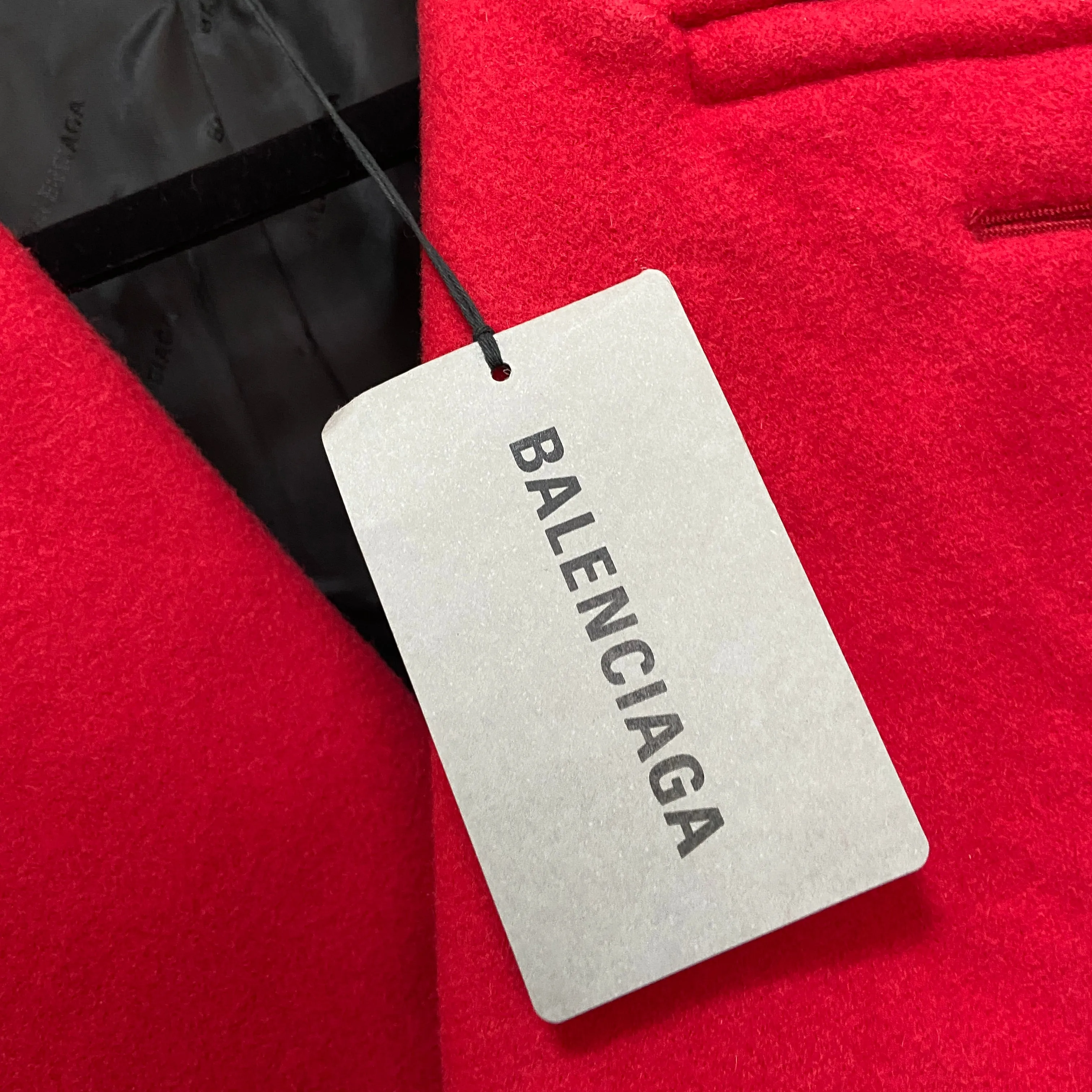 Balenciaga Ss19 runway 80s boxy shoulder red camel wool coat jacket 44