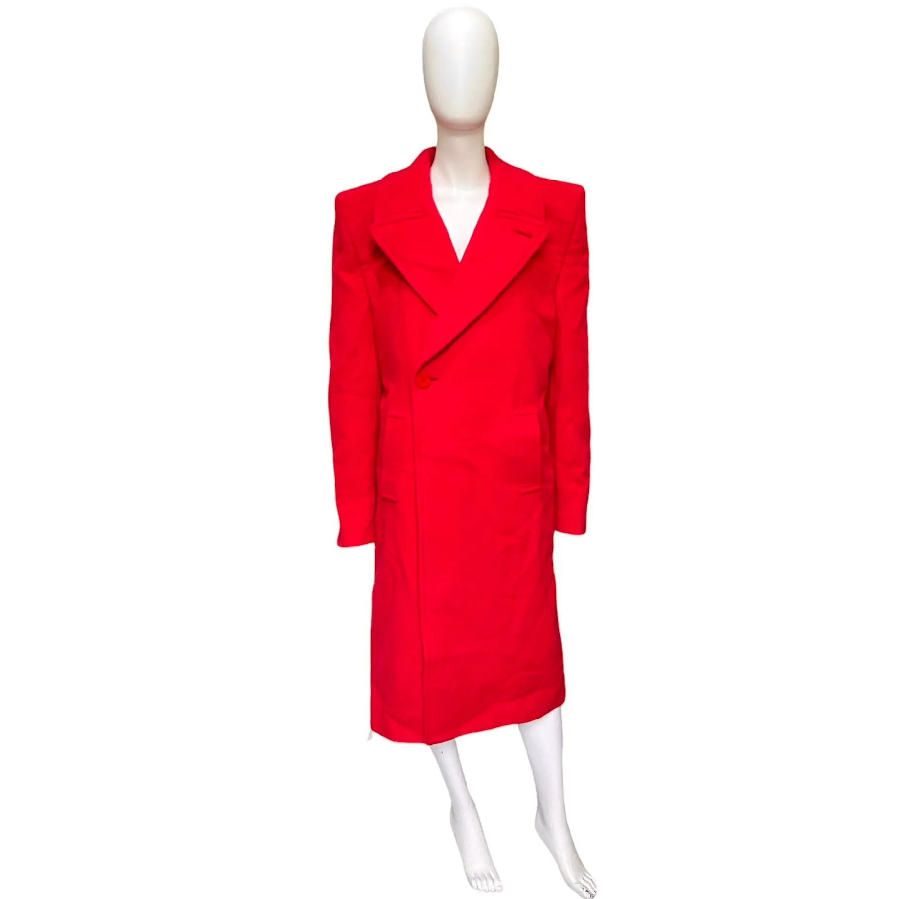 Balenciaga Ss19 runway 80s boxy shoulder red camel wool coat jacket 44