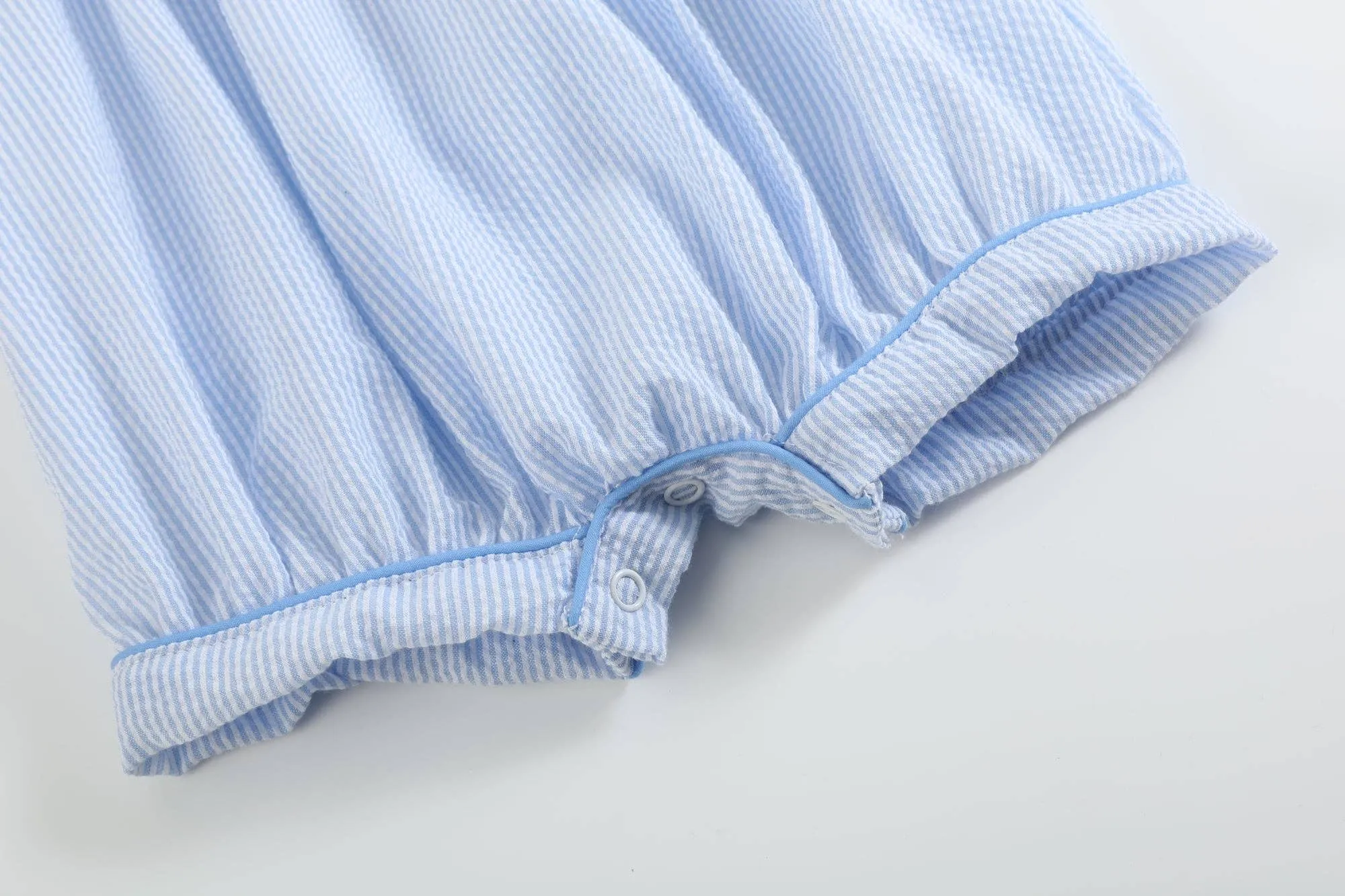 Blue Stripe Bunny Romper