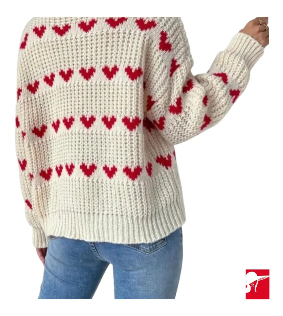 Doublju Love Jacquard pullover sweater NEW size XL