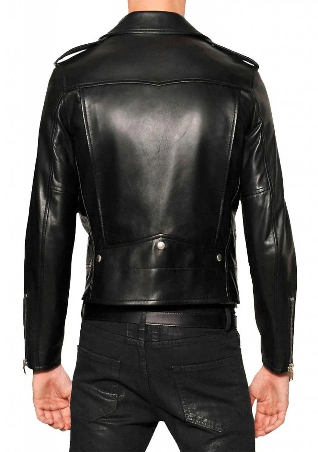 Leather Jackets Hub Mens Genuine Cowhide Leather Jacket (Black, Double Rider Jacket) - 1501583