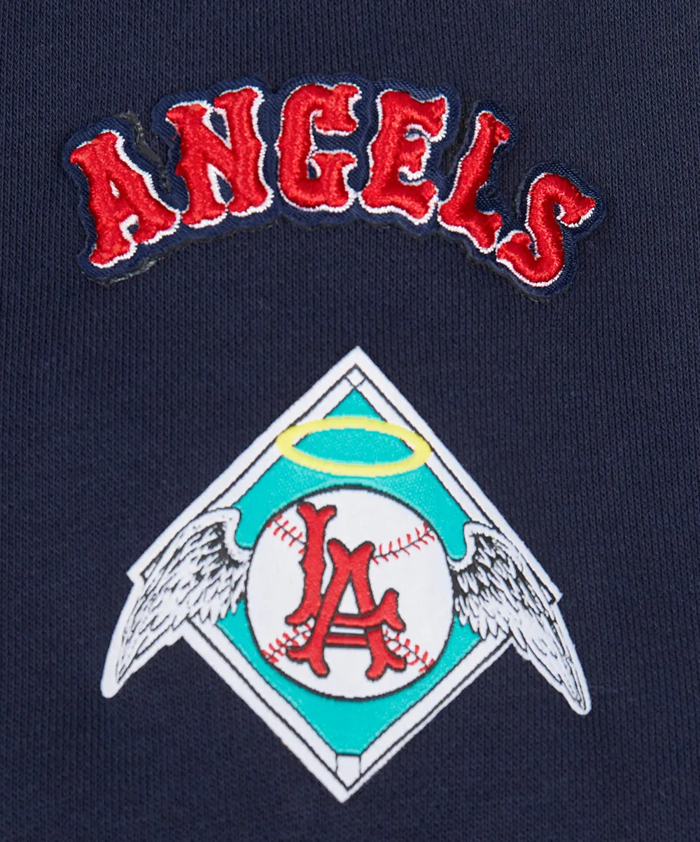 MLB LOS ANGELES ANGELS RETRO CLASSIC WOMEN'S RIB CROPPED PO HOODIE (MIDNIGHT NAVY/RED/MIDNIGHT NAVY)