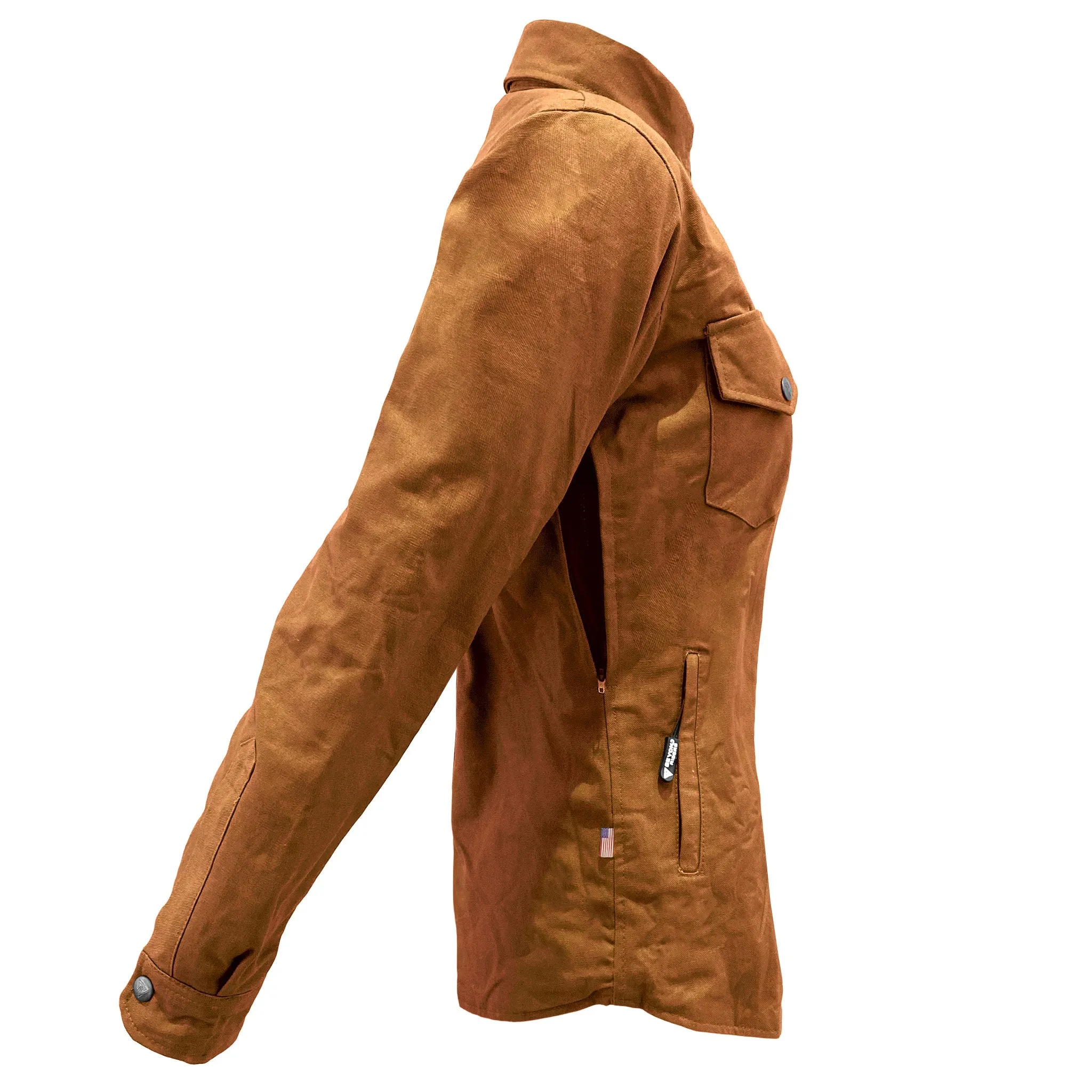 Protective Canvas Jacket for Women - Light Brown with Pads