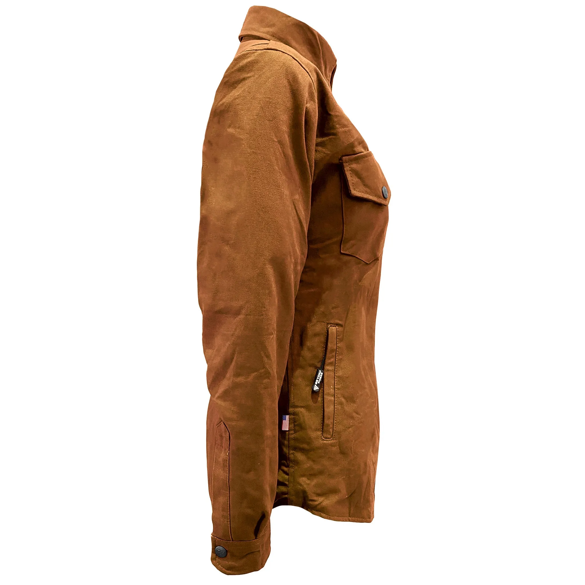 Protective Canvas Jacket for Women - Light Brown with Pads
